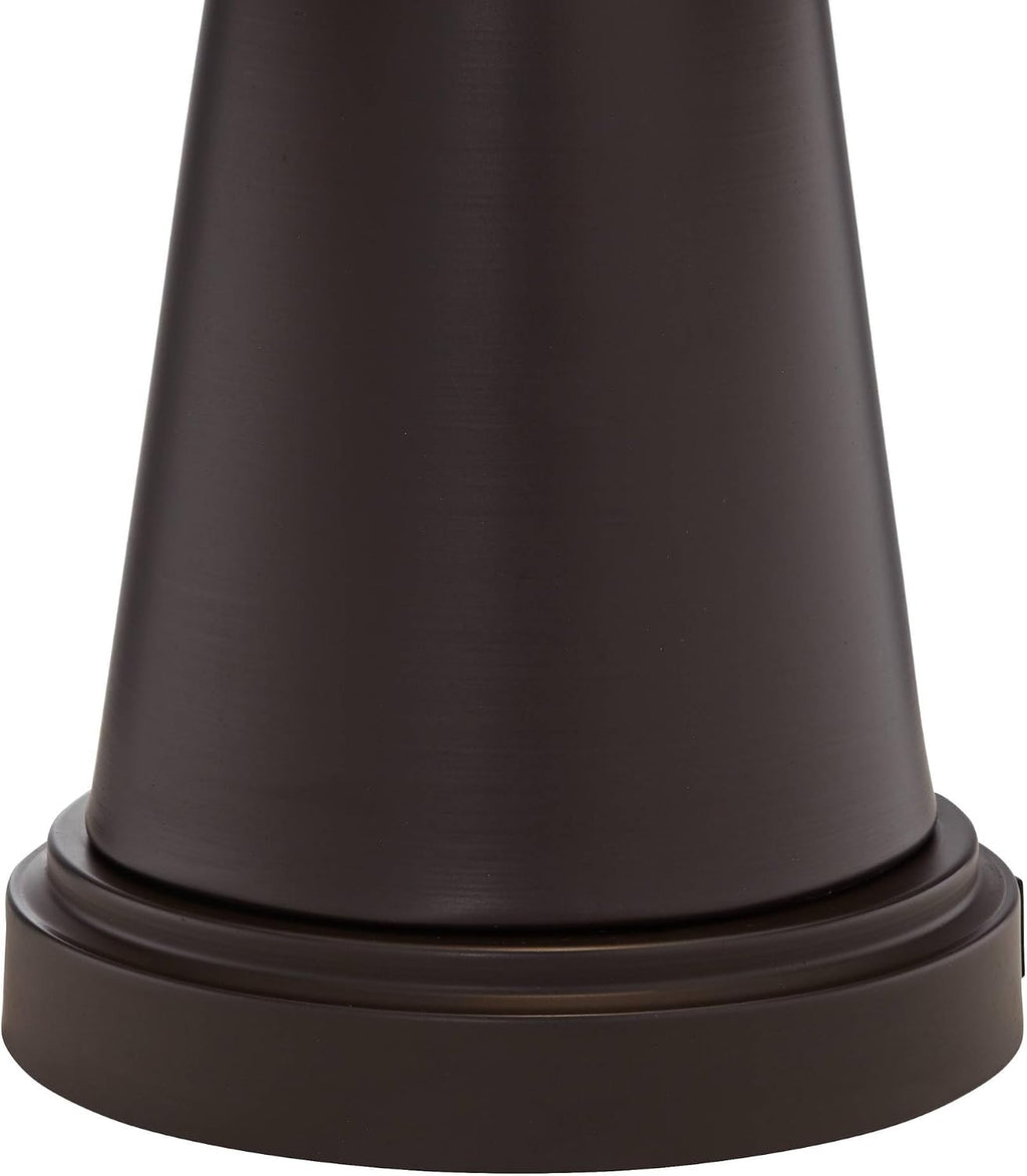 Franklin Iron Works Craig 23' Tall Rustic Farmhouse Accent Set of 2 Table Lamps with USB Ports A+C Charging Bronze Metal Natural Drum Shade for Bedroom Living Room House Desk Bedside Nightstand