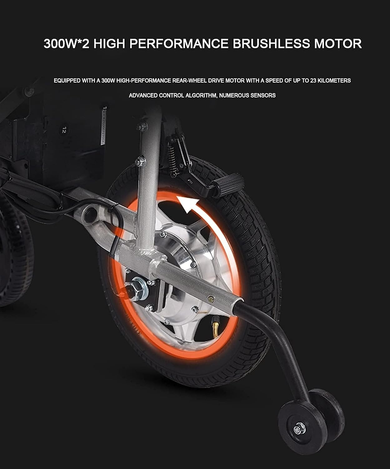 Electric Wheelchair, Folding Lightweight Wheelchai Adult Electric Wheelchair Suitable for Elderly People with Disabilities Can Be Folded in One Step Aluminum Alloy Material 360-deg