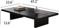 47' Rectangular Walnut Grain Coffee Table - Minimalist Modern Coffee Tables for Living Room, Japanese Tea Table, Low Profile Center Table for Home & Office (Black)