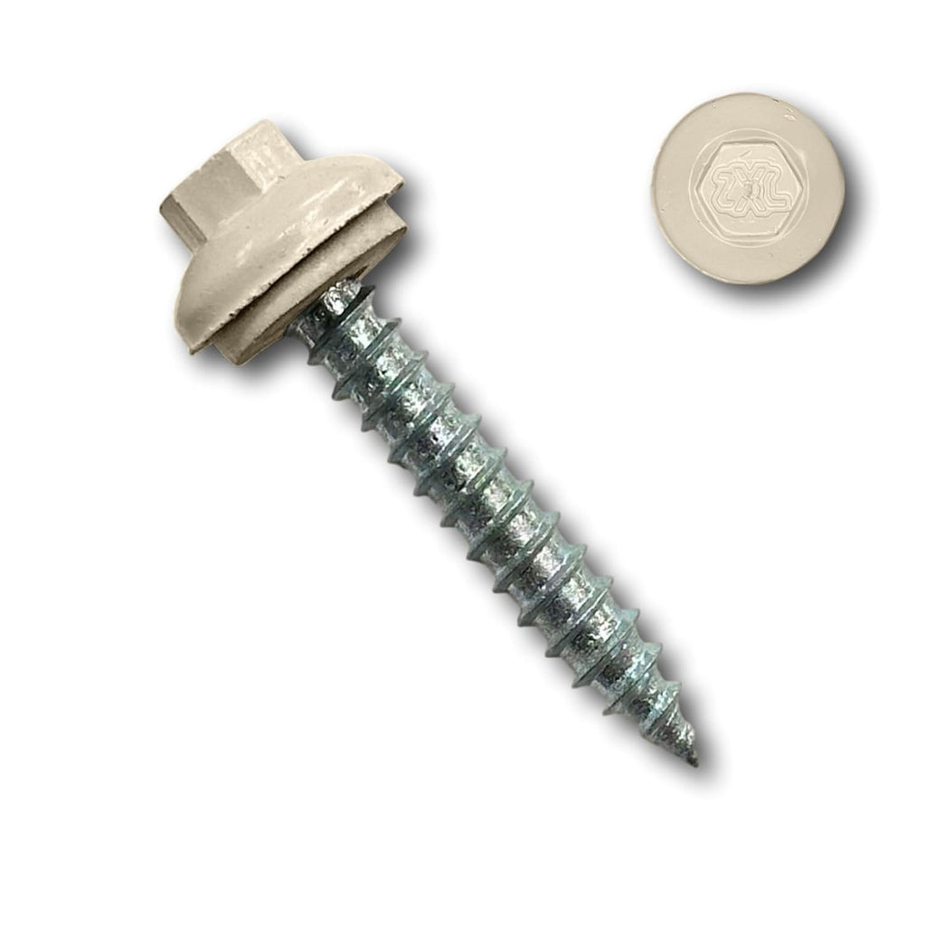 EAGLE 1 Long-Life Metal Roofing Screws: #14 x 1.5 Dome Cap Metal Roofing Screws (250-Count), Self-Tapping Tip, EPDM Washer, Multiple Colors/Includes 5/16' Magnetic Hex Bit Driver (Lightstone, 250)