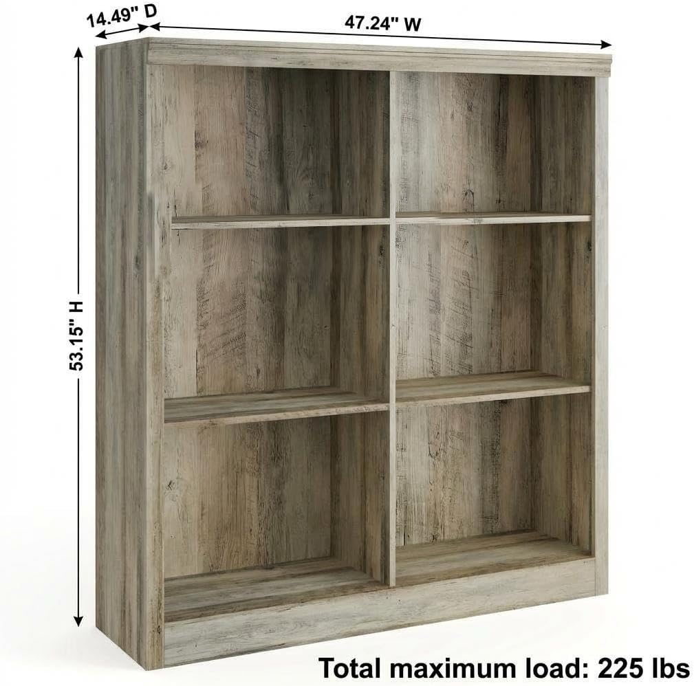 GarveeHome 6 Cube Storage Organizer, 53 Inch Tall Bookcase with Anti-Tip Design, Sturdy Wooden Bookshelf for Living Room, Bedroom, Home Office, Ivory White Cube Shelf