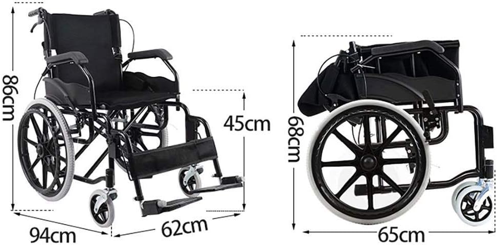 Wheelchair, Aluminum Alloy Stab-Resistant Tire Wheelchair Small Folding Lightweight Elderly Disabled Scooter, Size: 90 80 58cm
