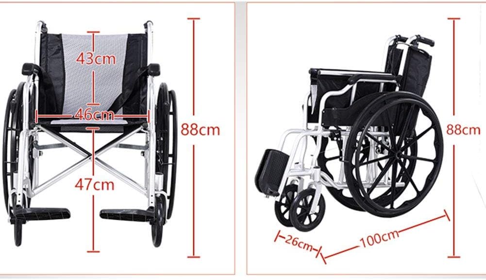 Wheelchairs Folding Wheelchair Lightweight Folding Aluminum Frame Comfortable Shock Absorber Tire Old Man Cart Multi-Function Travel Scooter