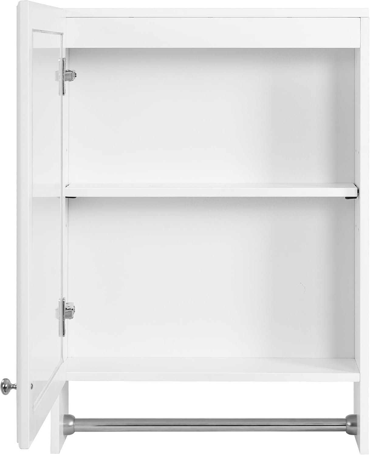 Wall Mounted Bathroom Mirror Cabinet with Soft-Close Door and Adjustable Shelf, 20' White Medicine Cabinet with HD Mirror and Towel Bar, MDF and Rubber Wood Construction for Bathroom Storage