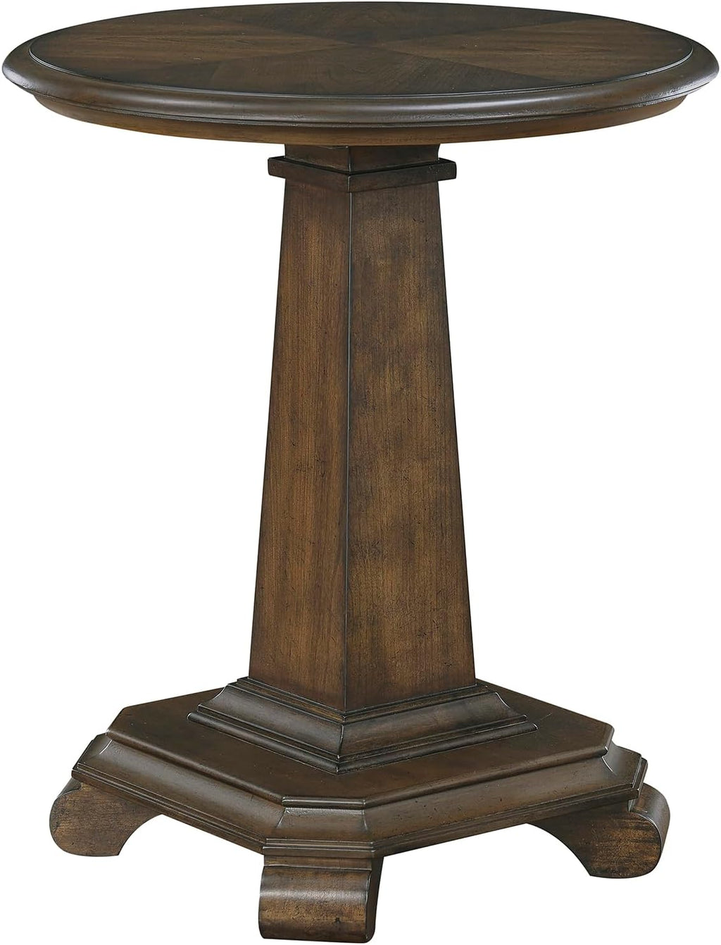 Lexicon 22 Dia. Round End Table, Wood Side Table with Sturdy Pedestal Leg, Cherry Veneer Accent Nightstand with for Small Spaces, Living Room, Bedroom, Entryway, Easy Assembly, Brown