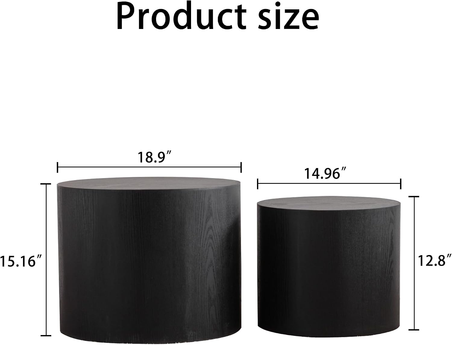 GDFStudio Round Nesting Coffee Table Set of 2, Modern Wooden Accent Side Table, Space Saving Small Circular Tea Coffee Tables and End Tables Sets for Living Room Small Space, No Assembly, Black