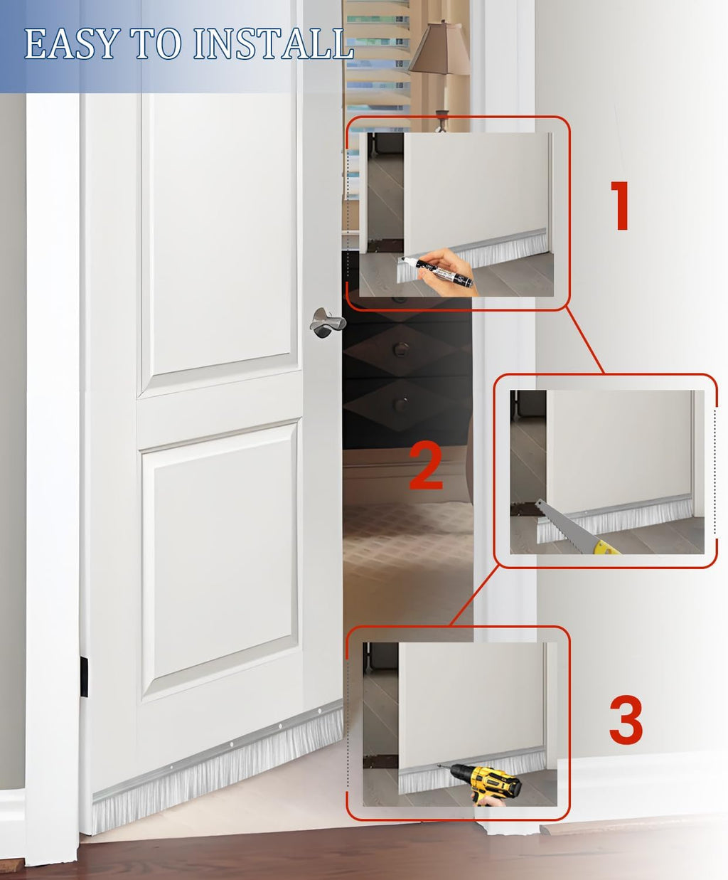 12-Set Door Brush Sweep – 2.80' x 39.3' CEPIA Garage Door Seal –White Roll Up & Exterior Door Sweep for Bottom Gap Protection (472 in / 12000 mm)