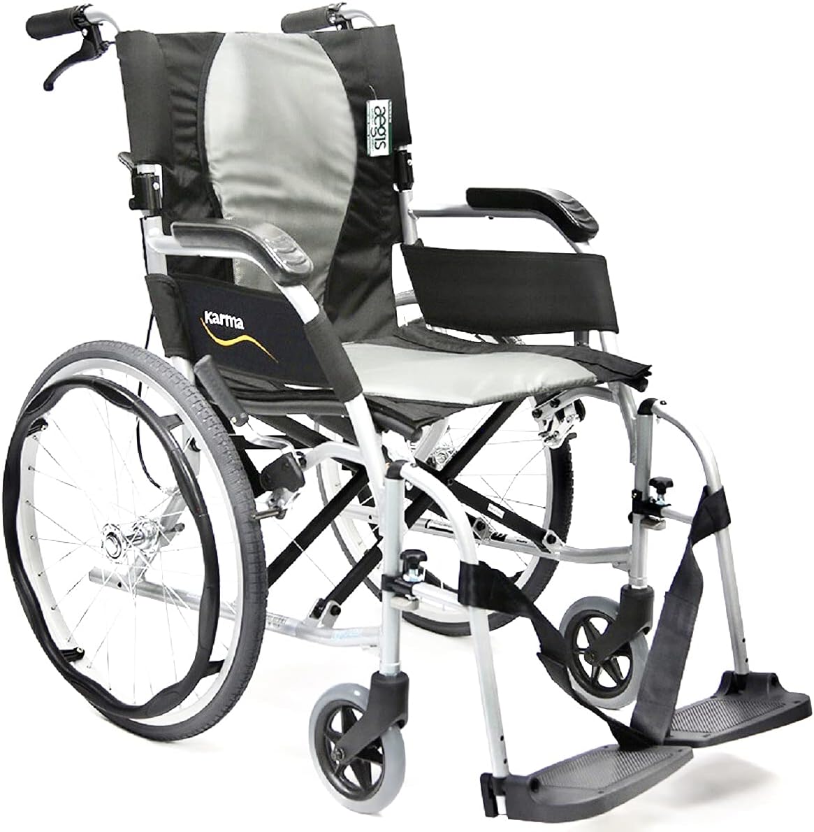Karman Healthcare Ergonomic Wheelchair Ergo Flight with Quick Release Axles in 18' Seat, Frame, Pearl Silver, 1 Count (Pack of 1)