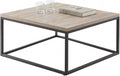 CENSI 30' Square Coffee Table, Grey Wash French Oak Wood Center Table for Living Room, Modern Industrial Metal Frame, Extra Thick 1.2' Top, Rustic Farmhouse Cocktail Table, Easy Assembly