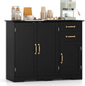 Giantex Sideboard Buffet Cabinet, Modern Sideboard Cabinet with 2 Drawers, 3 Doors & Adjustable Shelf, Wooden Coffee Station, 40'' Storage Buffet Table for Kitchen, Living Room, Entryway, Black