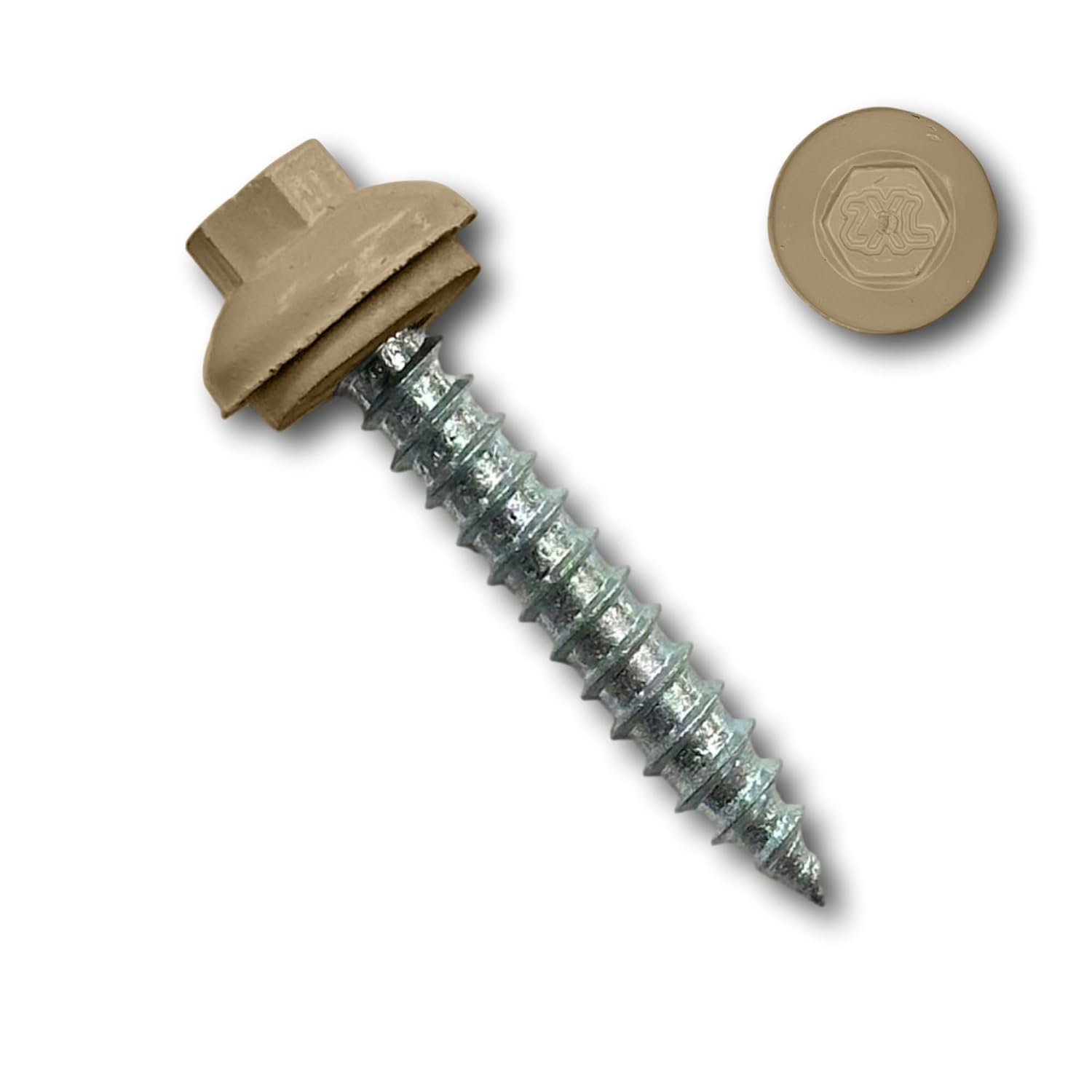 EAGLE 1 Long-Life Metal Roofing Screws: #14 x 1.5 Dome Cap Metal Roofing Screws (250-Count), Self-Tapping Tip, EPDM Washer, Multiple Colors/Includes 5/16' Magnetic Hex Bit Driver (S. Tan, 250)