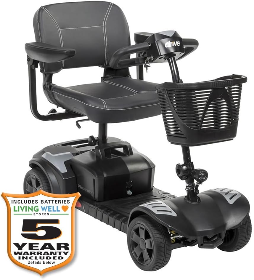 drive Drive Phoenix 4-Wheel Heavy Duty Medical Mobility Scooter 20 inch Wide Seat, 350 Lbs. Weight Capacity, Red Blue