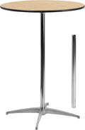 Flash Furniture Lars 30' Round Cocktail Table with 30' and 42' Columns, Adjustable Standard or Bar Height Round Table for Events or Home Use, Natural