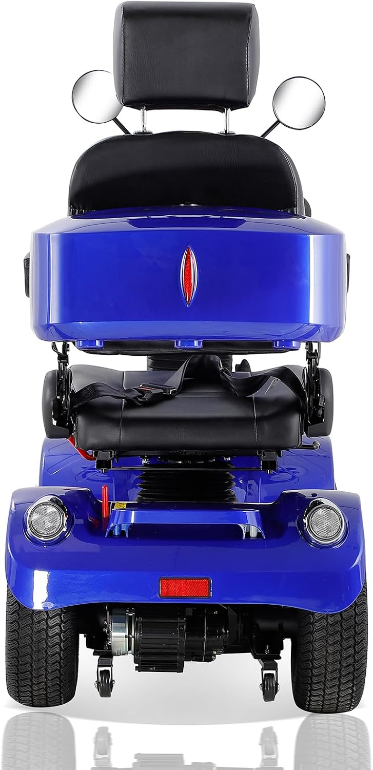 Mobility Scooters for Seniors & Adults 400 Lb Weight Foldable,Heavy Duty Powered Scooter with Electromagnetic Brake,Portable All-Terrain Disability Mobile Electric Wheelchair,Storage Box,Blue