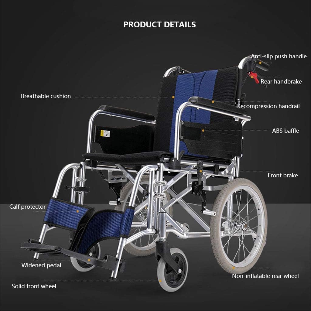 Wheelchair for The Elderly with Disabilities, Made of Aviation Aluminum Alloy, Foldable Backrest and Liftable Footrest, with Safety Belt for Safer,Portable