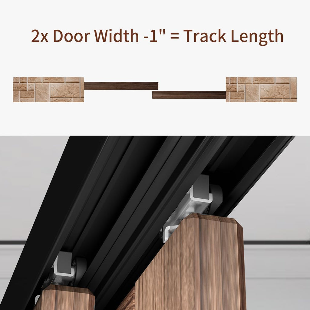 Heavy Duty Bypass Sliding Closet Door Track Hardware 120', 10 FT Aluminium Track Rail Set, Smoothly and Quietly, for 4 Door System,Black
