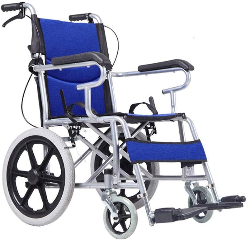 Wheelchair,Thick Aluminum Alloy Manual Wheelchair Folding Lightweight Elderly Disabled Elderly Portable Push Scooter, Aluminum Alloy
