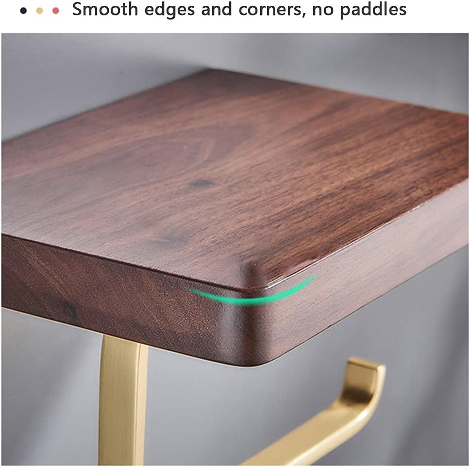 Towel Bar Toilet Roll Holder Wall Mounted Paper Holder, Walnut Wood Tissue Holder with Spacious Shelf,Used for Kitchen and Bathroom