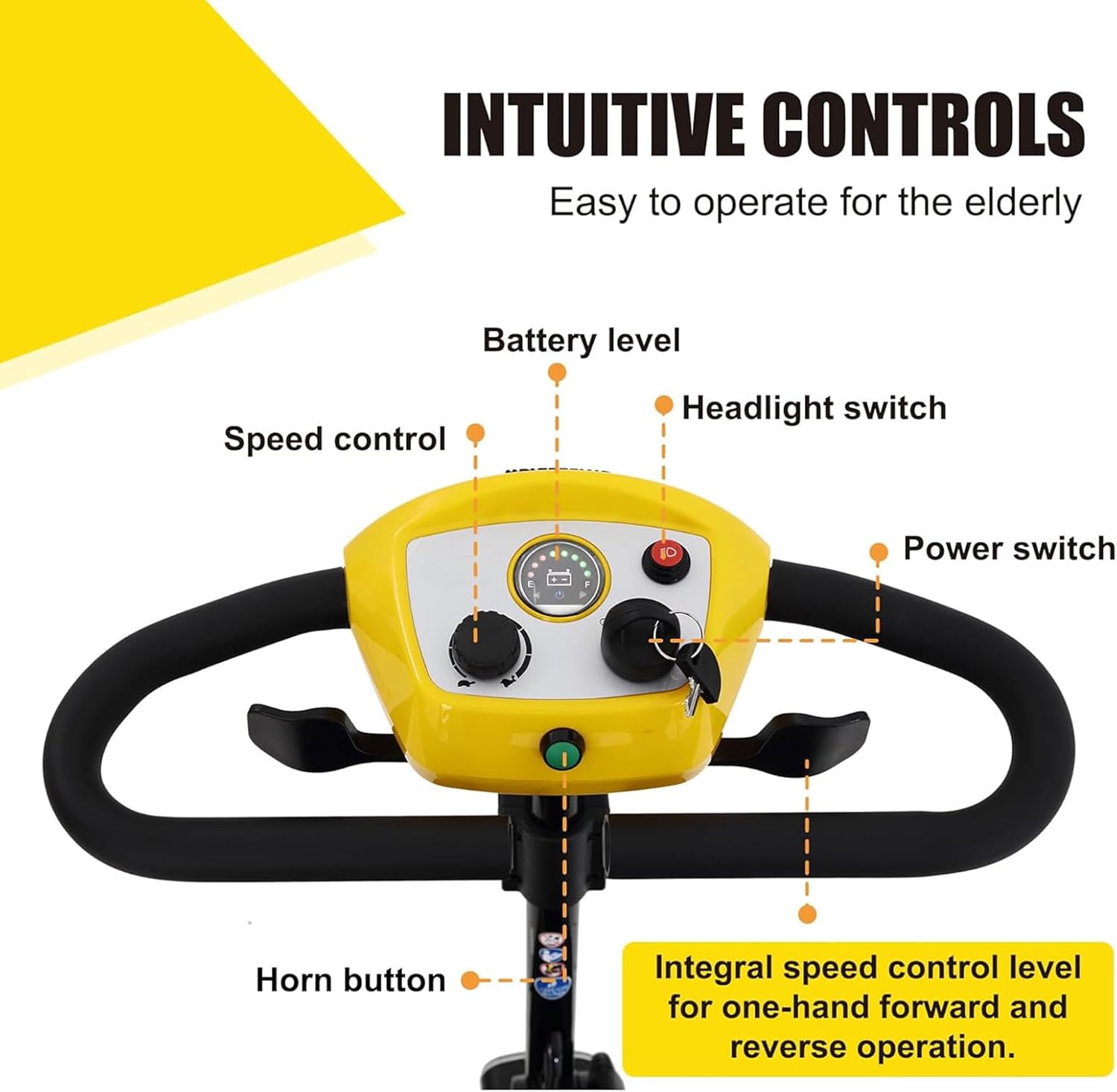 Mobility Scooters for Seniors & Adults 400 Lb Weight Capacity,Lightweight Foldable All Terrain 4 Wheel Powered Scooter,Disability Electric Wheelchair,Add A StorageBox,and Shoulder Bag,5MPH,Yellow