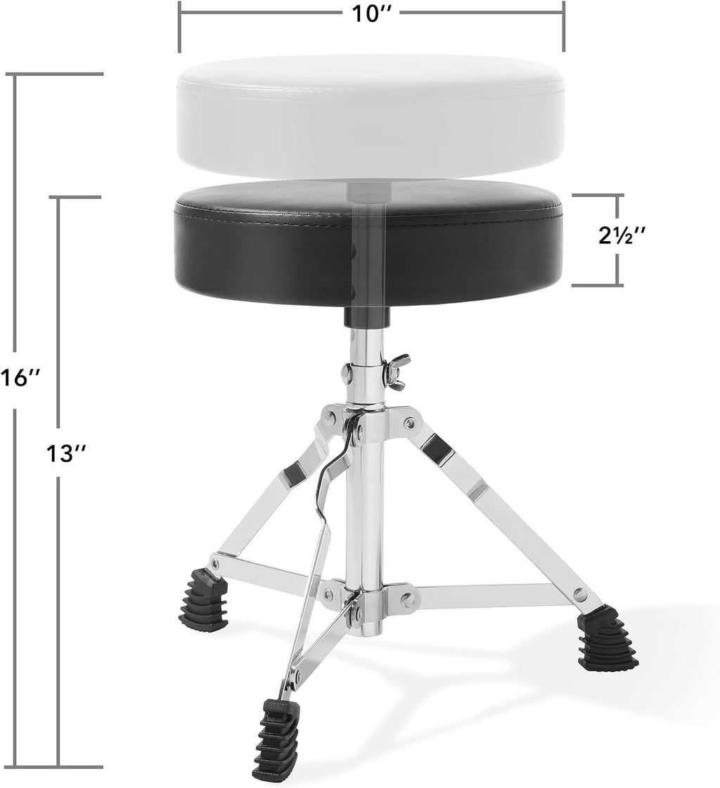 Gammon Percussion 5-Piece Junior Starter Drum Kit with Cymbals, Hardware, Sticks, & Throne - Black