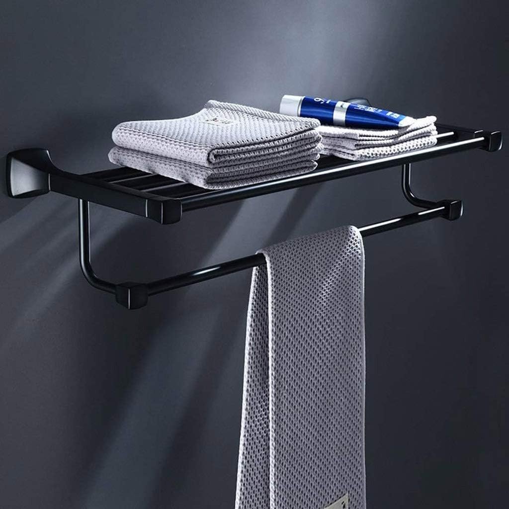 Bathroom Shelf 2 Tier Wall Mounting Rack with Towel Bars，Multifunctional