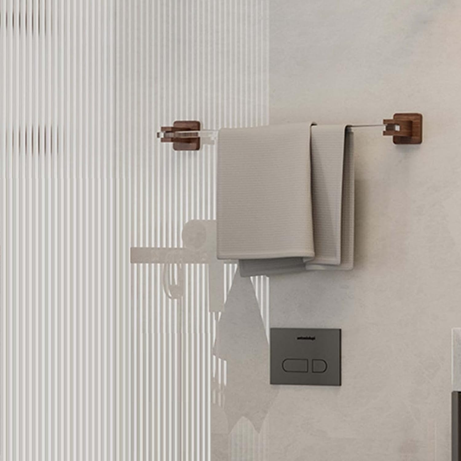 Towel Rack No Drill Towel Holder Adhesive Wall Mounted Towel Bar Rust-Proof Wood/Acrylic for Restroom Toilet,61.8x6.4x5cm Bathroom ()