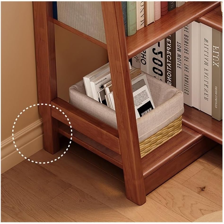 Solid Wood Bookshelf - Retractable Corner Shelf for Living Room & Bedroom Small Trapezoidal Bookcase for Students Stylish Grey Storage Solution