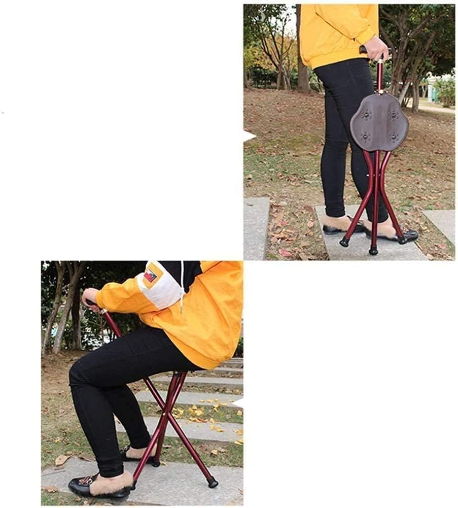 Walking Stick Walkers for seniors Folding Walking Stick Stool Aluminum Alloy Material Elderly Folding Tripod Medical Aid Crutch Chair Suitable Elderly Disability Aid 3 Legs Crutch Stool for The Elderl