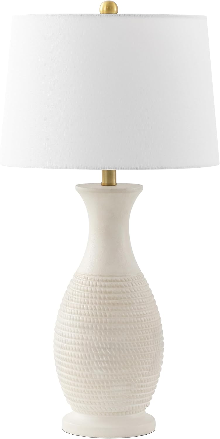 SAFAVIEH Lighting Collection Bentlee Bone & White 30-inch Table Lamp Set of 2 (LED Bulbs Included)