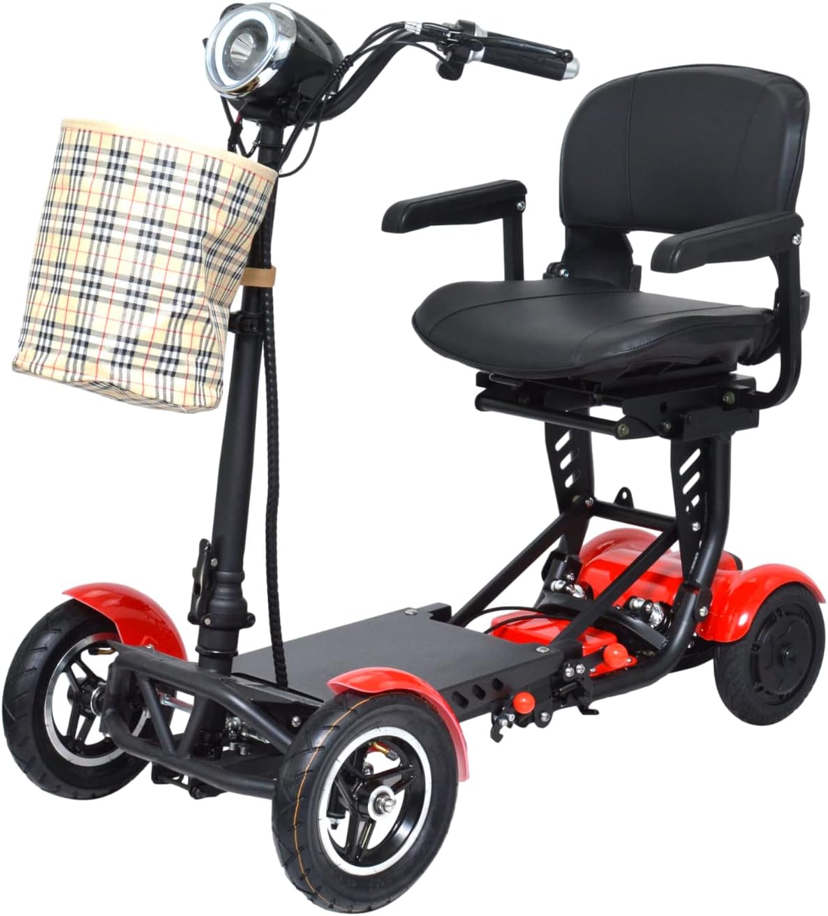 DECOMIL - Mobility Scooter, Portable Electric Scooter | Medical Travel Scooter, 4 Wheels | Lightweight and Portable (7.5 aH Battery, Red)