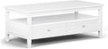 SIMPLIHOME Warm Shaker Coffee Table - 48 inch Wide Solid Wood Coffee Table in White, Transitional Living Room Table with 2 Drawers, Open Shelf, Shaker Fronts and Tapered Legs