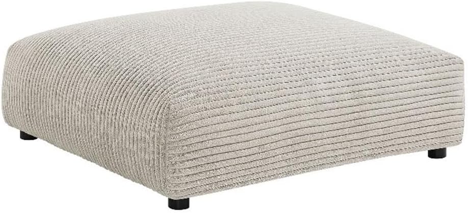 Modway Solace Modular Corduroy Ottoman in Almond - Oversized Square Ottoman Coffee Table - Corduroy Upholstered Ottoman Seat - Modern Large Footstool - Soft Sitting Stool Couch Table for Living Room