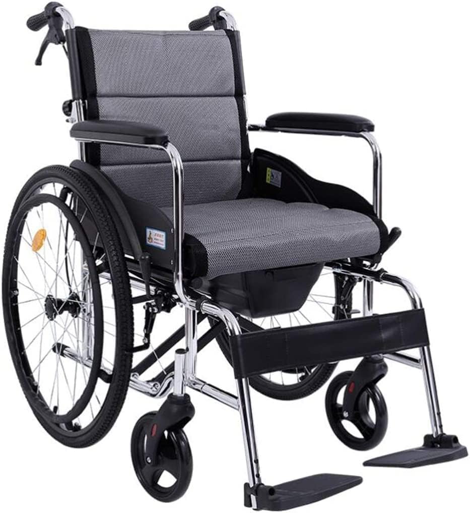 Wheelchair Foldable， Self-Propelled with Adjustable Pedals Non-Pneumatic Tire Honeycomb Breathable Cushdisabled/Elderly Push Scooter(Gray)