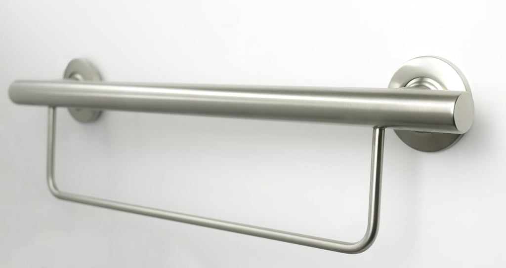 24' Designer Newport Wall Mount Bathroom Shower Grab Bar with Towel Bar, Satin Finish