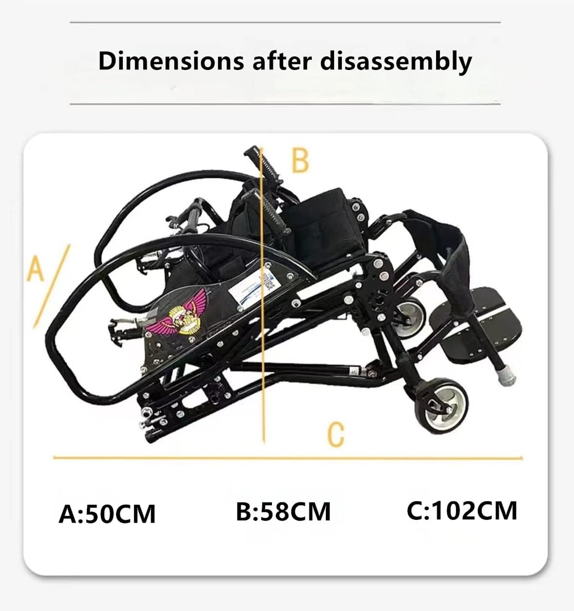 Manual Wheelchair Walker Standing Frame Sports Wheelchair Hemiplegia Wheelchair can Stand and sit Foldable Rehabilitation Trainer (Size : Seat Width 38cm)