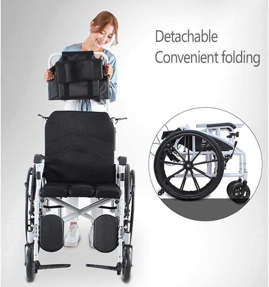 Wheelchair Foldable, High Back Self-Propelled with Non-Pneumatic Tire Adjustable Pedals Double Brake Mobile Toilet Elderly/Disabled Push Scooter,Portable