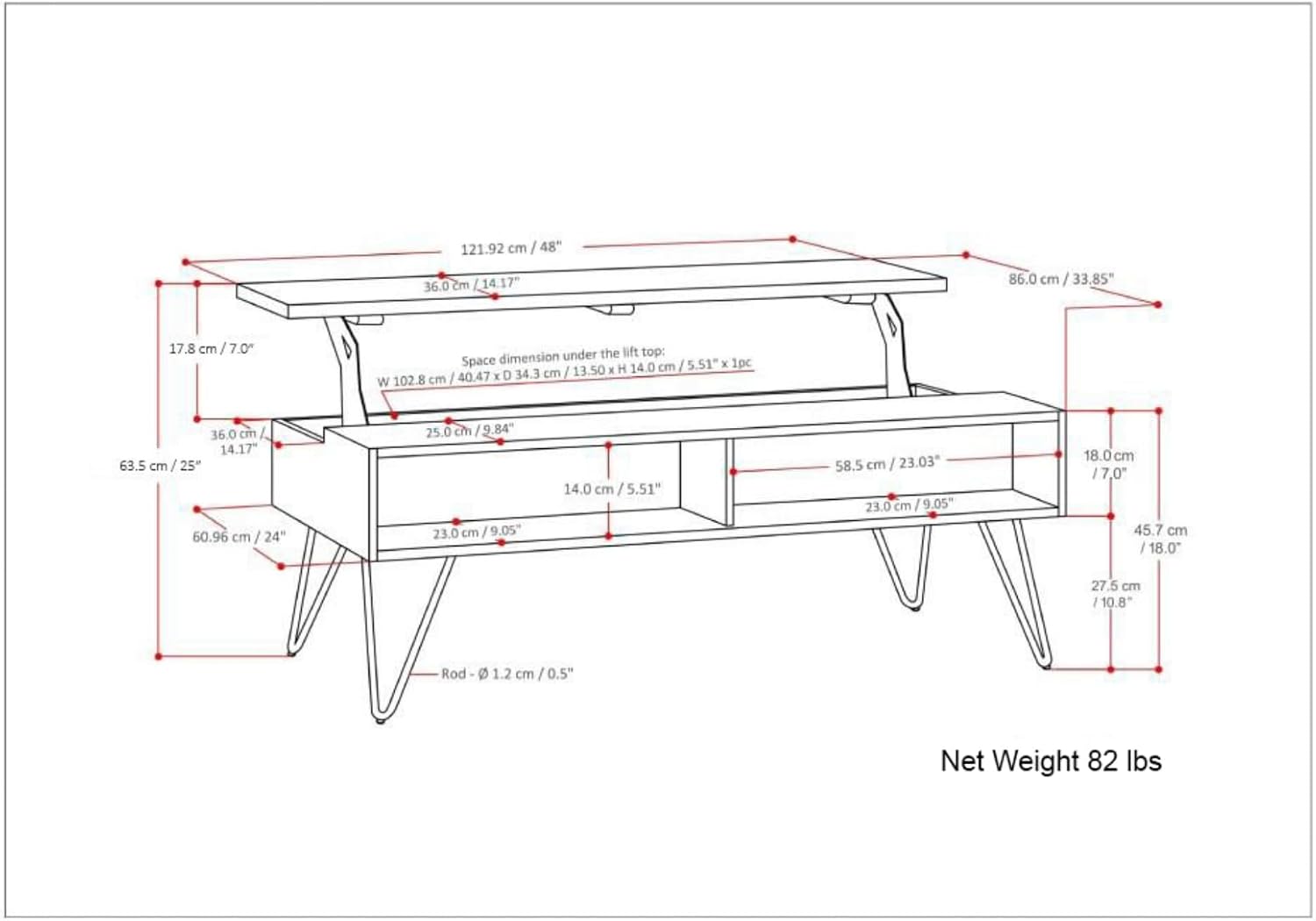SIMPLIHOME Hunter SOLID MANGO WOOD and Metal 48 inch Wide Rectangle Industrial Lift Top Coffee Table in Grey for the Living Room and Family Room