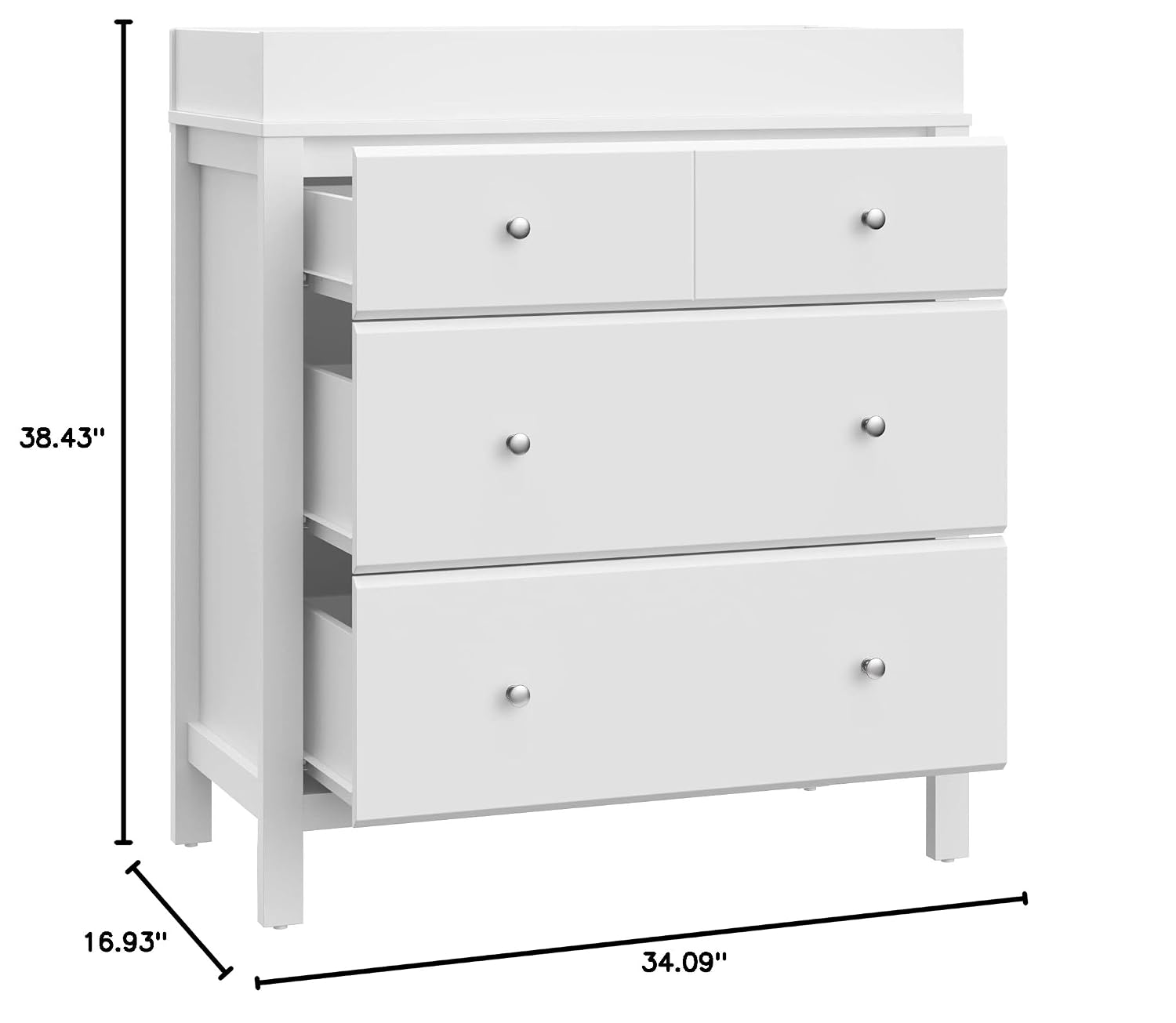 Storkcraft Horizon 3 Drawer Chest with Changing Topper (White) – GREENGUARD Gold Certified, Includes Removable Changing Table Topper, Chest of Drawers for Nursery & Kids Bedroom