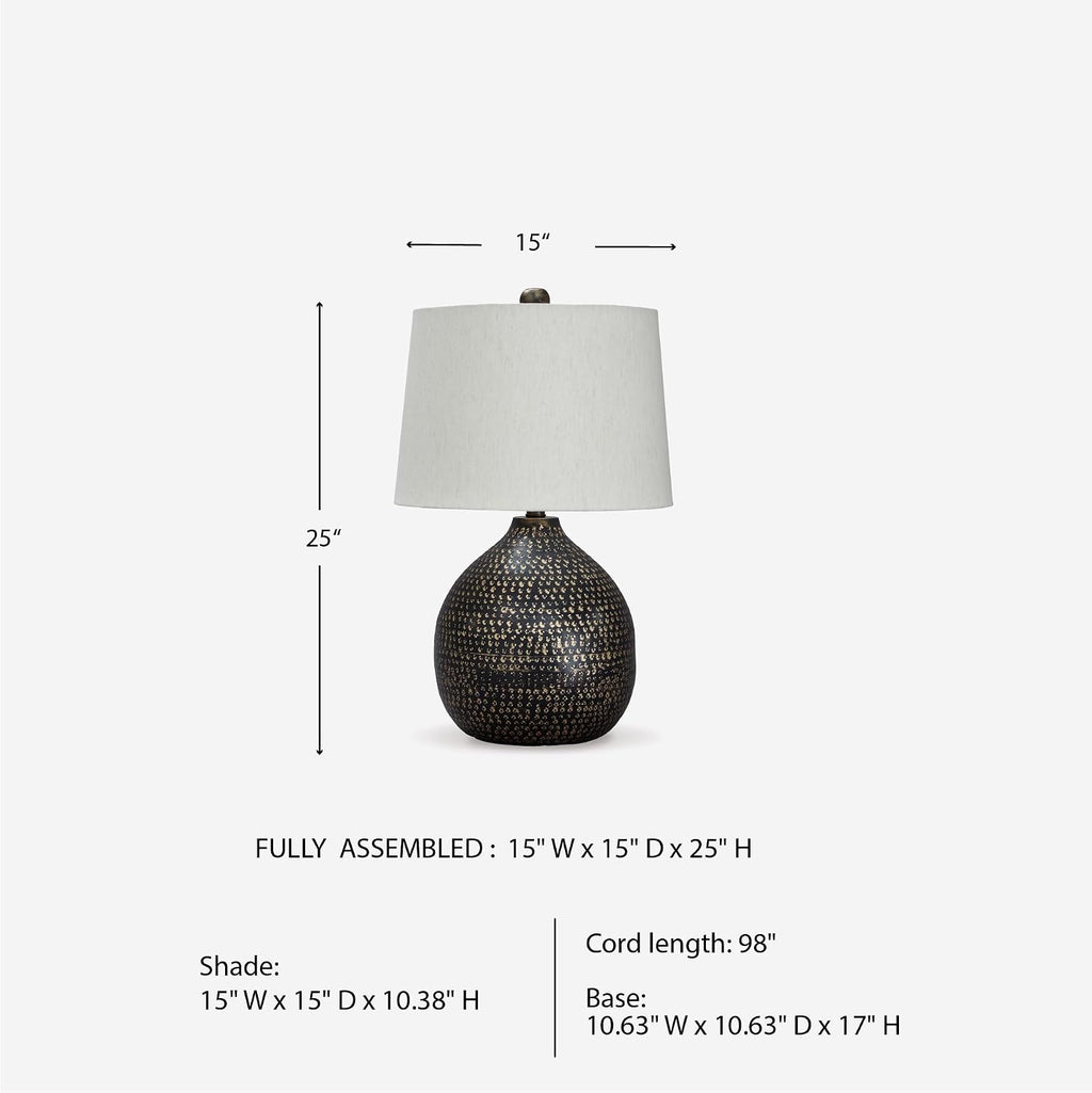 Signature Design by Ashley Maire Contemporary 25' Metal Table Lamp, Black & Gold Finish