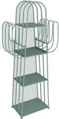 Metal Bookshelf 4-Tier Bookshelf Floor-Standing Open Bookshelf Storage Corner Shelf Display for Living Room, Bedroom (Green)