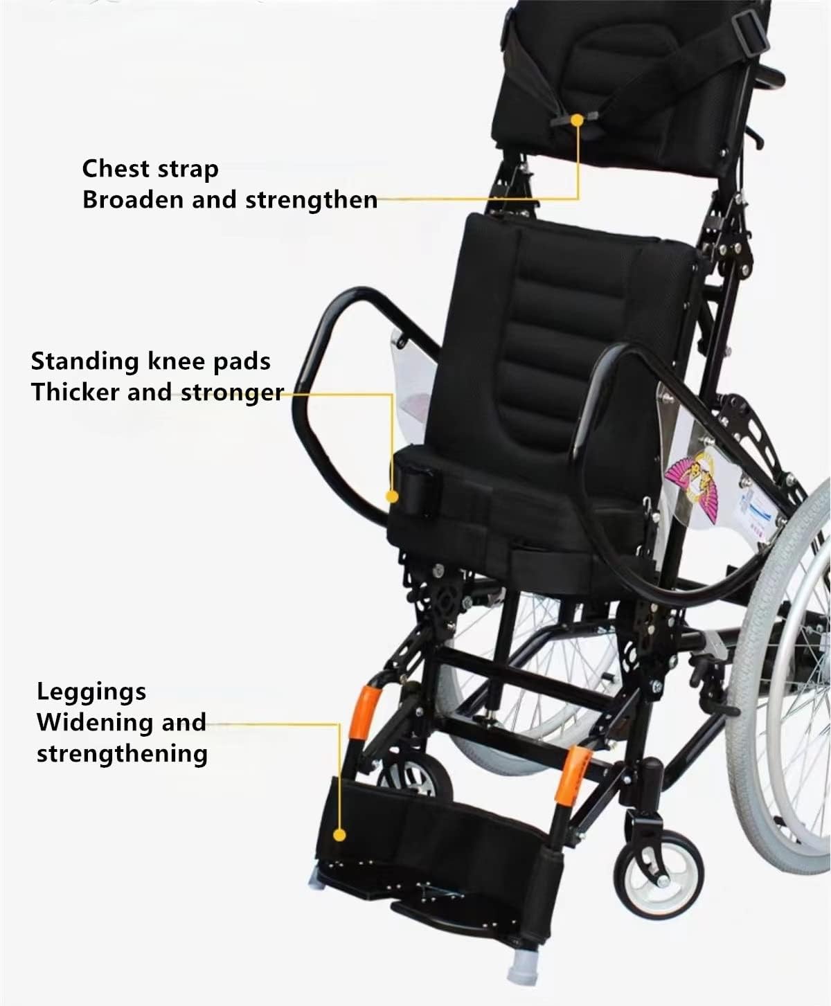 Manual Wheelchair Walker Standing Frame Sports Wheelchair Hemiplegia Wheelchair can Stand and sit Foldable Rehabilitation Trainer (Size : Seat Width 38cm)