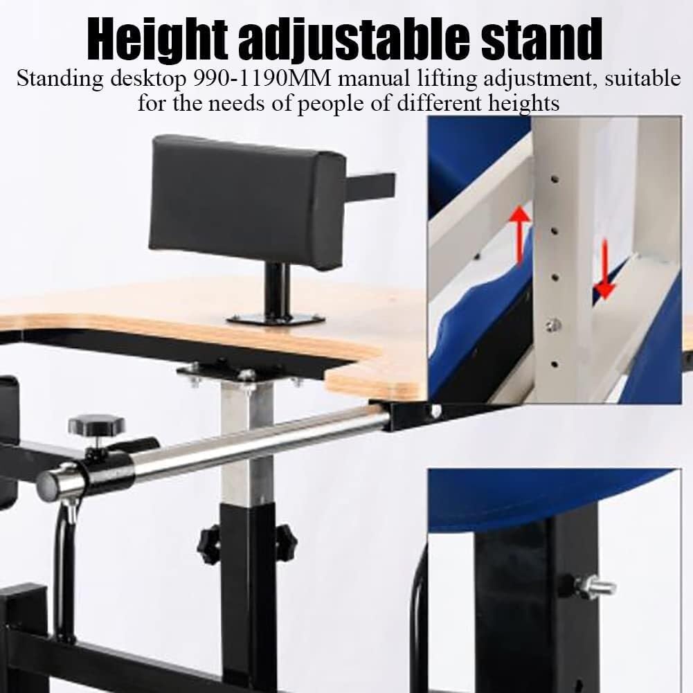 FoRes Standing Walk Aid Stand Lower Limb Rehabilitation Equipment Inclined Plate 6-Speed Adjustment Height Adjustment with Forearm Trainer for Disabled with Cerebral Palsy/Disability (Color : Blue)