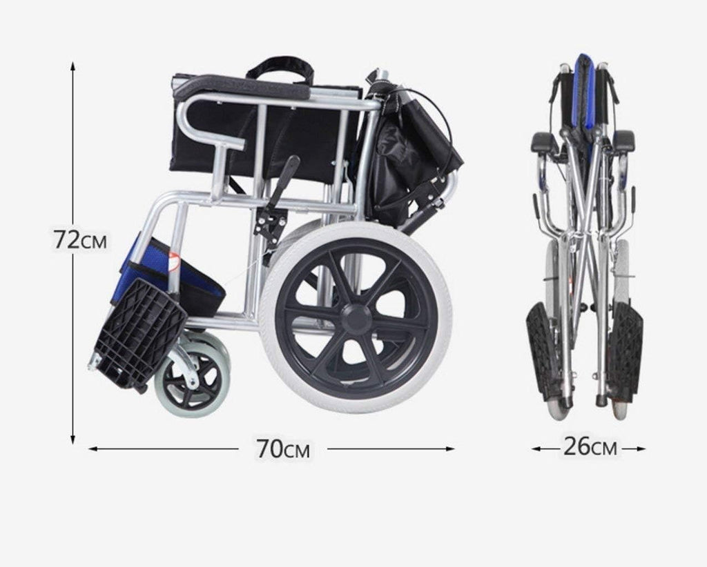 Wheelchair Carbon Steel - Fold Light Manual Portable Trolley for Disabled Seniors - Super Light Scooter, Ideal Travel Companion
