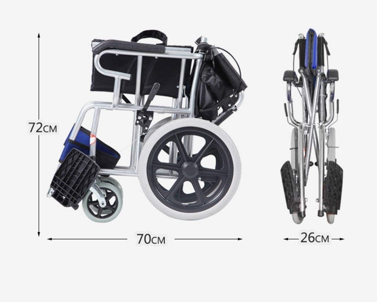 Wheelchair Carbon Steel - Fold Light Manual Portable Trolley for Disabled Seniors - Super Light Scooter, Ideal Travel Companion
