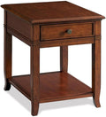 BOWERY HILL End Table Nightstand Bedside Coffee Accent Table, Square, Traditional, Indoor with 1 Drawer 1 Shelf in Wood, Cherry