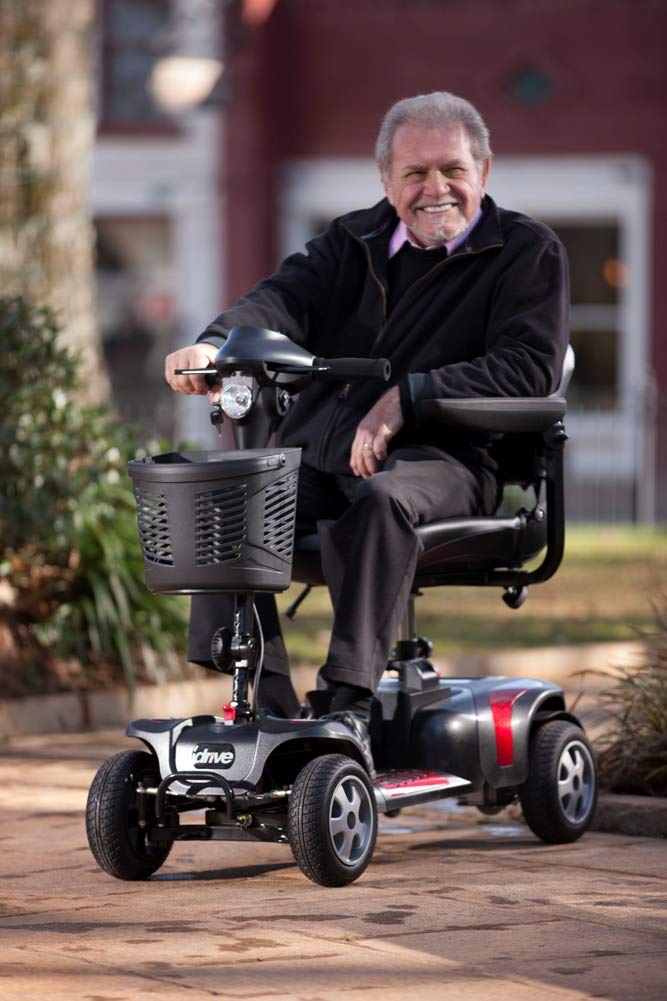 Drive Medical PHOENIXLT4-20 Phoenix Heavy Duty 4-Wheel Travel Scooter, 20' Folding Seat, 350 lbs Weight Capacity, 4 mph Max Speed, 15 Miles Maximum Range, Armrests are Padded and Adjustable