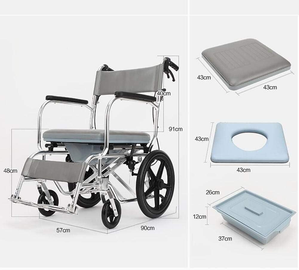 Wheelchair Manual, with Toilet Multifunction Fold Light Take A Bath Waterproof Old Man Hand Scooter,Portable