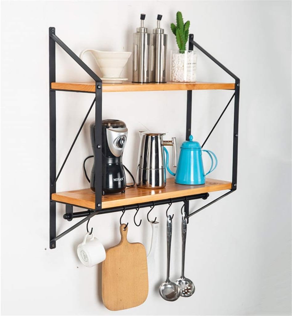 VIDI Floating Wall Shelf Mounted Rustic Wood for Bathroom Kitchen Decoration Storage Removable Hooks and Towel Bar
