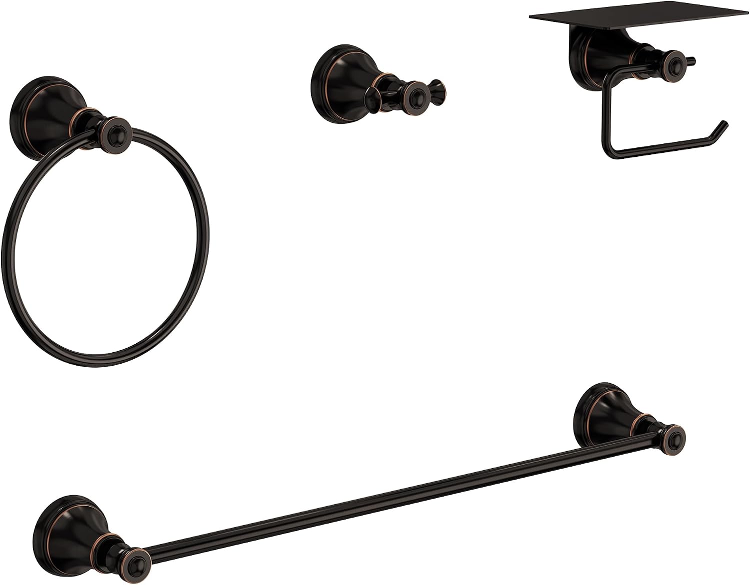 4 Piece Antique Bathroom Hardware Accessories Set, Wall Mounted Bathroom Towel Rack Bar Holder Set,Oil Rubbed Bronze