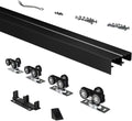 Heavy Duty Bypass Sliding Closet Door Track Hardware 84', 7 FT Aluminium Pocket Door Track Rail Set, Smoothly and Quietly, for 2 Door System,Black